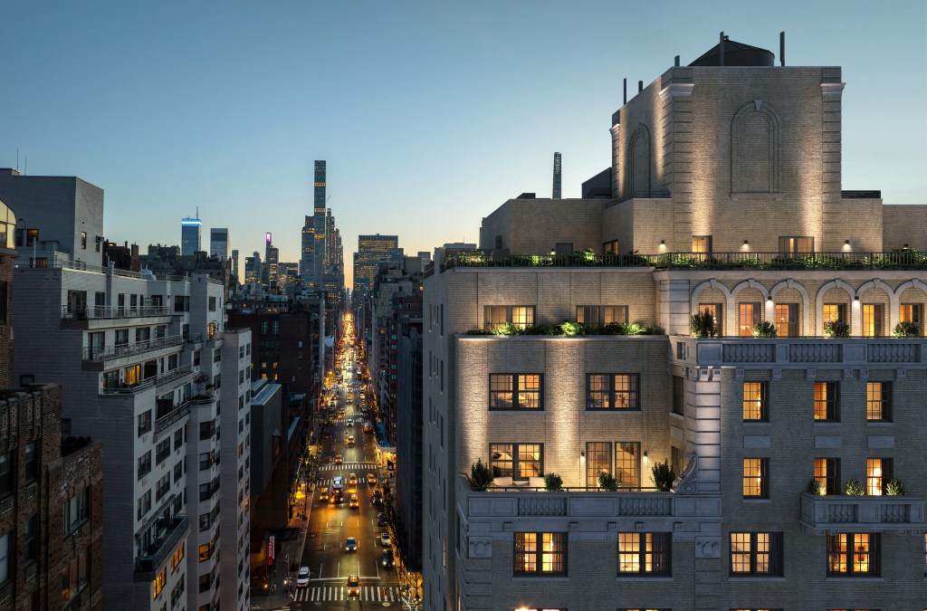 Exterior view of The Surrey Residences at 20 East 76th Street #14C, a luxury condominium offered by Corinthia Hotel with private club and dining options.